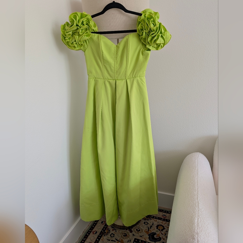 Karen Millen Lime Green Ruffle Dress